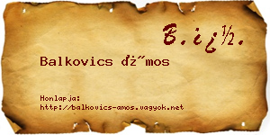 Balkovics Ámos névjegykártya